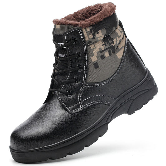 Winter camouflage high-top cotton shoes