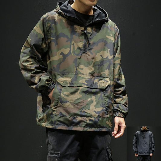 Oversized Reversible Camouflage Hooded Jacket