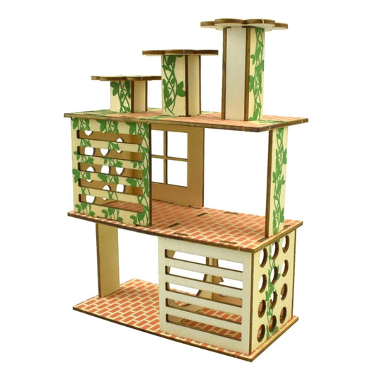 Hamster House Wooden Nesting Habitat Small Animals Natural Play Villa Climbing for Pet Sleep 5