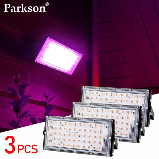 3Pcs/lot LED Grow Light Phyto Lamp AC220V 50W LED Full Spectrum Floodlight LED Grow Greenhouse Hydroponic Indoor Plant Spotlight