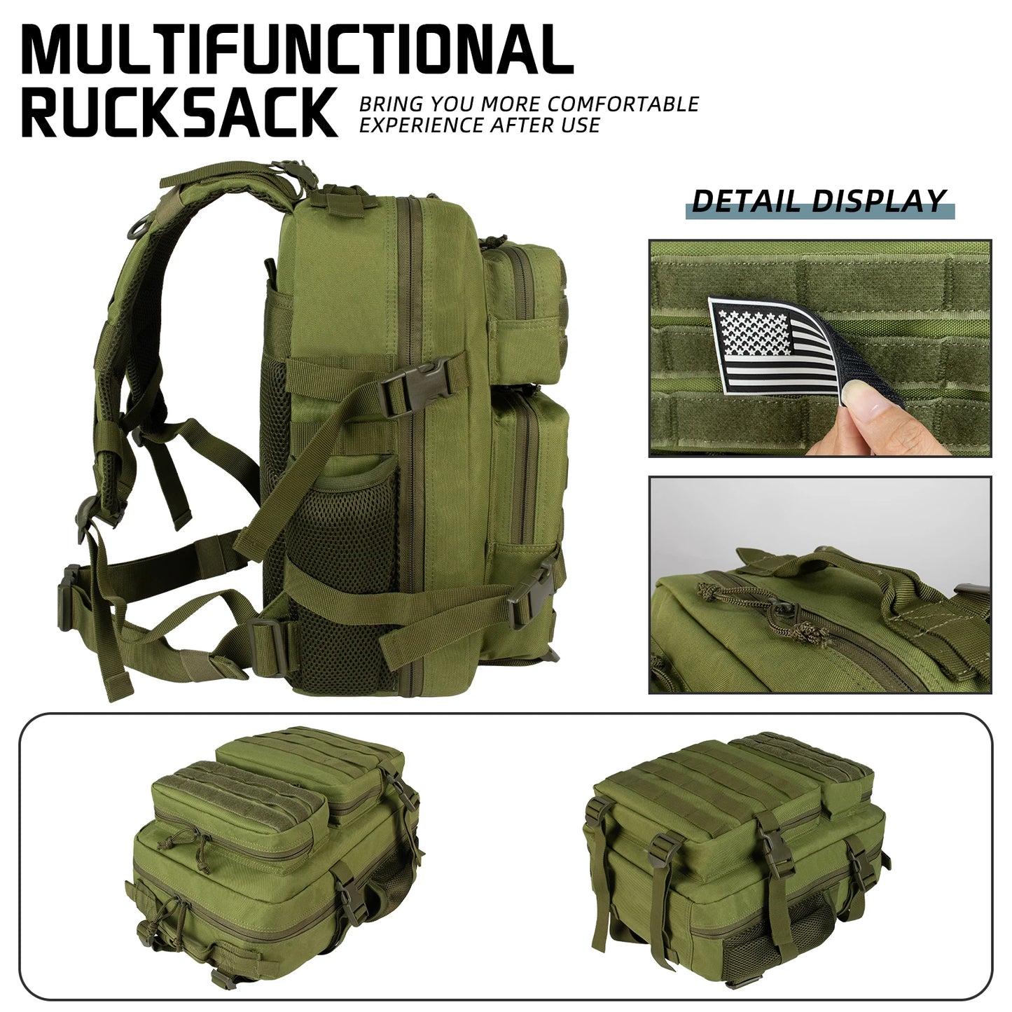 25L Hunting Rucksack Tactical Pack Backpack Waterproof Bug Out Bag Small Outdoor Hiking Camping Tactical Backpack Men's Trave