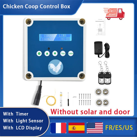 Automatic Chicken Coop Door  Control Cage With Timer And Light Sensor With LCD Display Connectable Solar Farming Chicken Cage