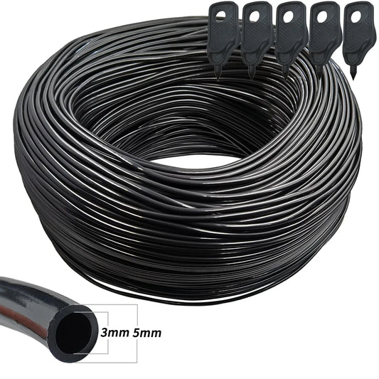 WUJIE 5-100M Garden 3/5mm Watering Hose 1/8'' PVC Pipe Micro Drip Irrigation Tubing Sprinkler w/ Puncher for Balcony Greenhouse