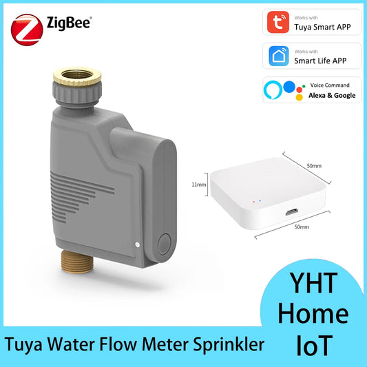 Tuya ZigBee Smart Wireless Watering Timer Irrigation System Garden Watering Valve Programmable Hose Faucet Sprinkler Timer Alexa