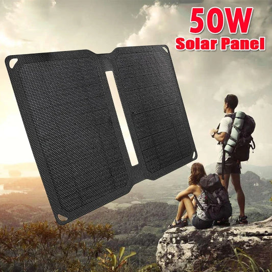 50W ETFE Folding Solar Panel Waterproof Outdoor Hiking Solar Charger Solar Panels for Mobile Phone Power Bank Camera Tablet Pc