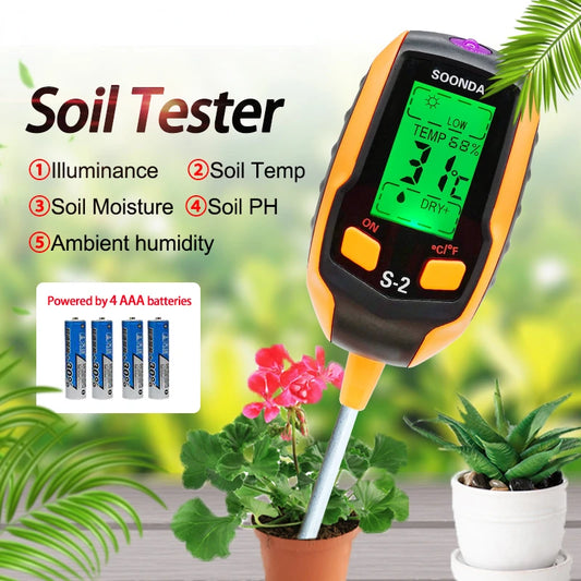 4 in 1 5 In 1 Household Potted Pot Soil Tester PH Detector Acidity Meter Illuminance Meter Temperature Hygrometer Moisture Meter