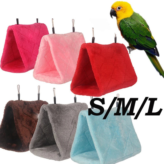 Winter Pet Bird Parrot Cages Warm Plush Hammock Hut Tent Bed Hanging Cave For Sleeping and Hatching Bird Accessories